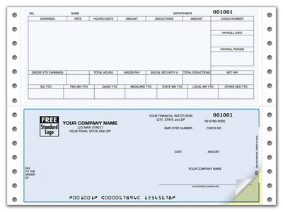 9 1/2 X 7 Continuous Bottom Payroll Check