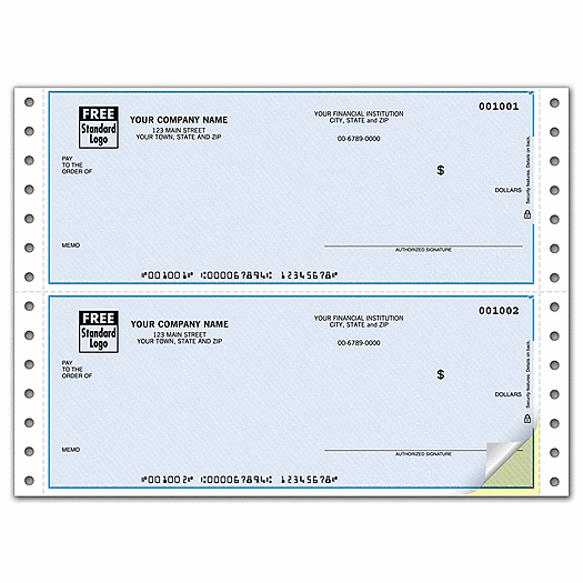 Continuous 3 1/2  Unlined Check, QuickBooks Compatible