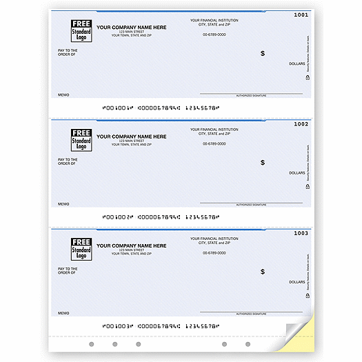 Laser 3-UP Multi-Purpose Check, Unlined, Hole-Punched