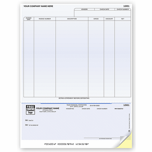 Laser Bottom Accounts Payable Check, 7.5  Voucher