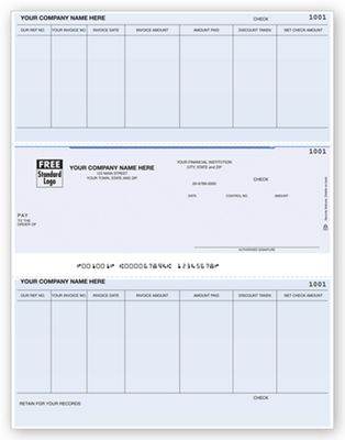 8 1/2 x 11 Laser Accounts Payable Check, Compatible with Great Plains