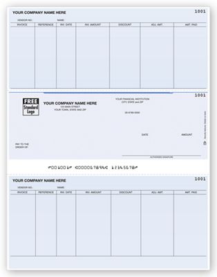 8 1/2 x 11 Laser Accounts Payable Check, Compatible with SBT