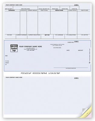 8 1/2 x 11 Laser Middle Payroll Check