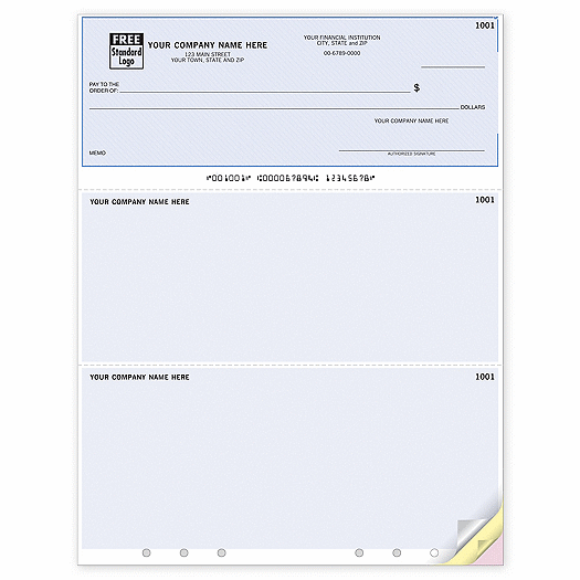 Laser Lined, Hole Punched Multipurpose Check
