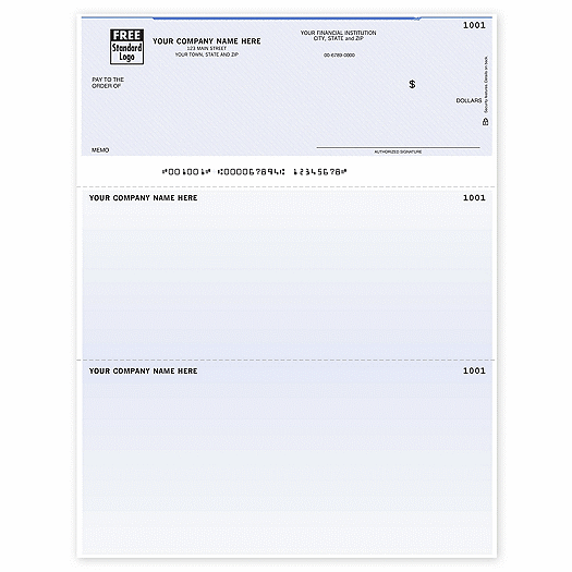 Unlined Laser Check, Microsoft Office Accounting Compatible