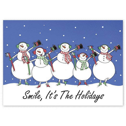 Smiling Snowmen Holiday Card - Office and Business Supplies Online - Ipayo.com
