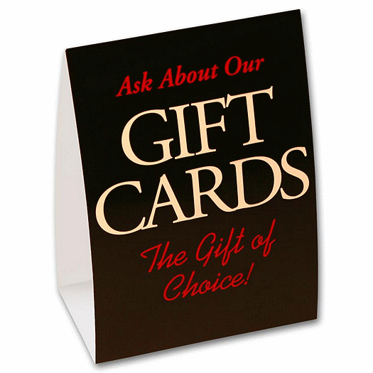 EZ Gift Card Table Tents 6 Per Package - Office and Business Supplies Online - Ipayo.com