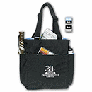 Your Anniversary message will travel in style when your customers are carrying the Quad Access Tote which gives you four times the carrying power! 4 Spacious Side Pockets!  This bag has a large gusseted bottom and with a splash of color inside.