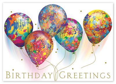 Painted Balloons Birthday Greeting Cards