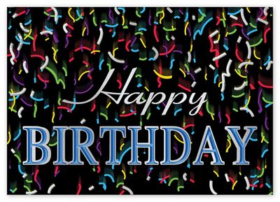 Vibrant Confetti Happy Birthday Greeting Cards