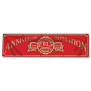 Proudly display your years of service with an Anniversary Banner! Dimensions: Anniversary Banners are 15' x 4'. Quality Construction: Made from 13 oz. vinyl with double sewn hems for added strength and durability.