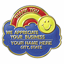 Doesn't it please you when people you buy from say  Thank You ? Sure it does. Well, these Personalized Thank You Seals are a proven way to say thanks, create a warm feeling, and treat your customers to a sunny smile.