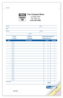 5 2/3 x 8 1/2 Sales Slip, Large