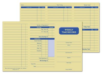 8 x 5 Pocket Size Weekly Time Cards