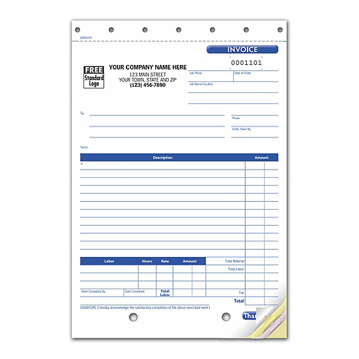 Work Order Invoice, Carbonless