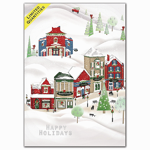 Cheerful Village Holiday Cards