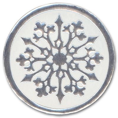 Round Silver Snowflake on White Christmas Envelope Seal