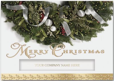 7 7/8 x 5 5/8 Glittering Wreath Christmas Cards