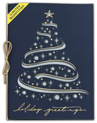 5 5/8 x 7 7/8 Celestial Tree Laser Cut Christmas Cards