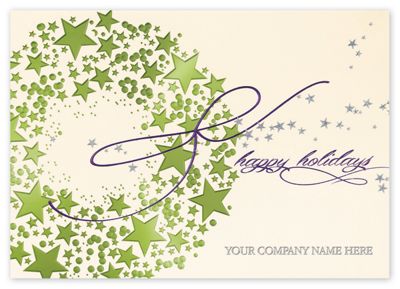 7 7/8 x 5 5/8 Stardust Wreath Holiday Cards