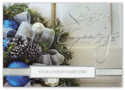 7 7/8 x 5 5/8 Sapphire & Silver Holiday Cards