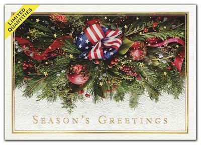7 7/8 x 5 5/8 Majestic Garland Patriotic Holiday Cards