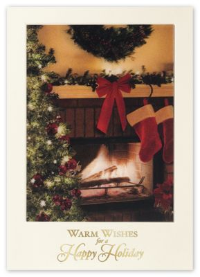 Glowing Winter Hearth Lenticular Holiday Card - Office and Business Supplies Online - Ipayo.com