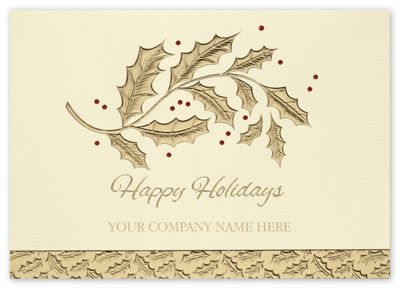 Golden Holly Holiday Card - Office and Business Supplies Online - Ipayo.com