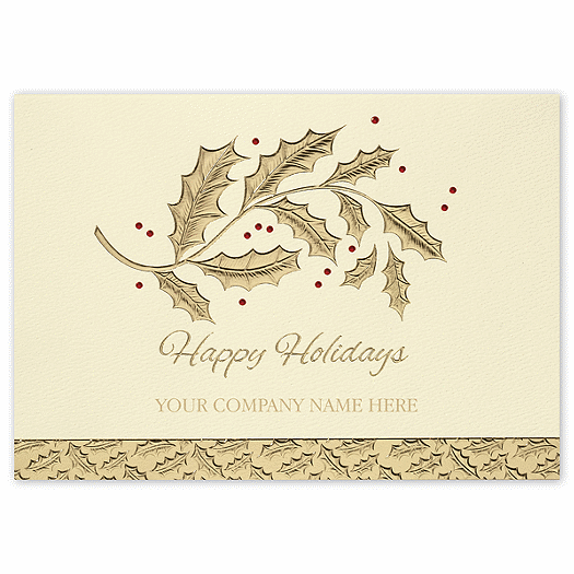 Golden Holly Holiday Card - Office and Business Supplies Online - Ipayo.com
