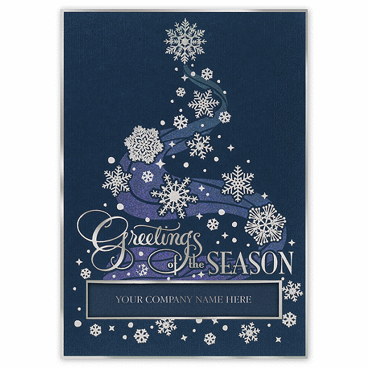 Midnight Blue Flurries Holiday Card - Office and Business Supplies Online - Ipayo.com