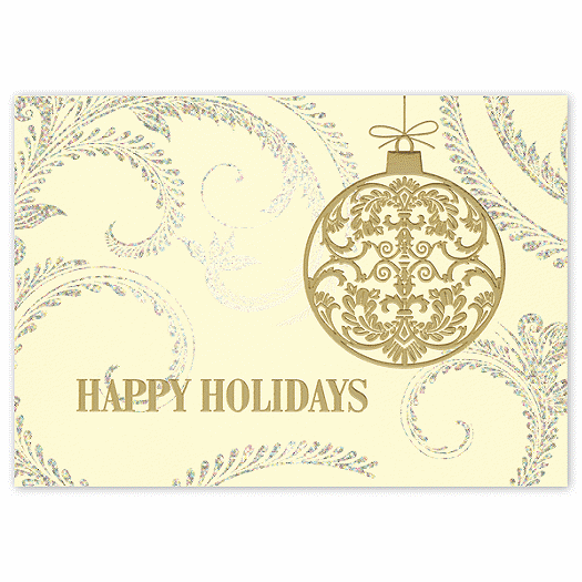 Golden English Ornament Holiday Card - Office and Business Supplies Online - Ipayo.com