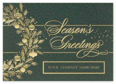 Golden Wreath Holiday Card - Office and Business Supplies Online - Ipayo.com