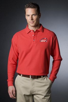 100% Cotton Pique Polos, Men's, Long Sleeve - Office and Business Supplies Online - Ipayo.com