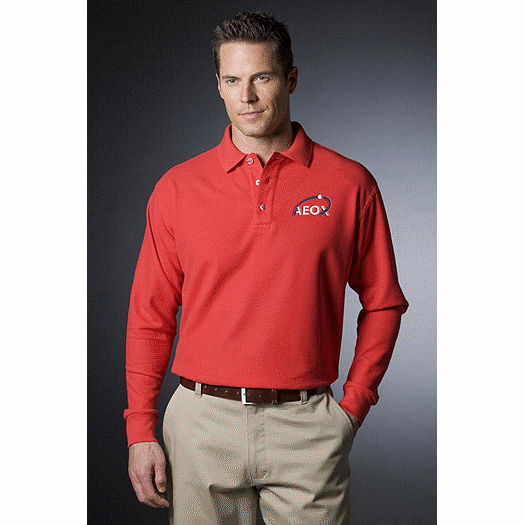 100% Cotton Pique Polos, Men's, Long Sleeve - Office and Business Supplies Online - Ipayo.com
