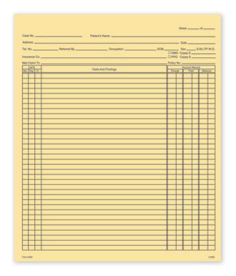 9 1/2 x 8  full sheet  (5 x 8  folded) General Patient Exam Records, Folder Style