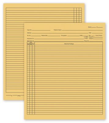 9 1/2 x 8  full sheet  (5 x 8  folded) General Patient Exam Records,Folder Style
