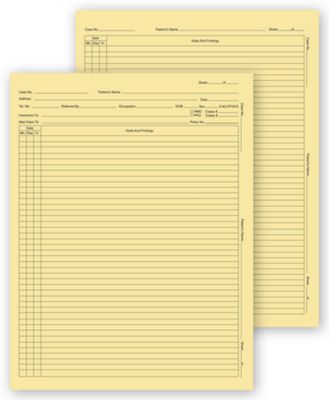 8 1/4 x 10 3/4 General Patient Exam Records, Letter, w/o Account Record