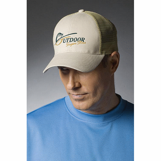 Brushed Twill Caps with Mesh Back, Embroidered - Office and Business Supplies Online - Ipayo.com