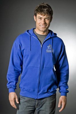 Zip Front Hooded Sweatshirt, Embroidered