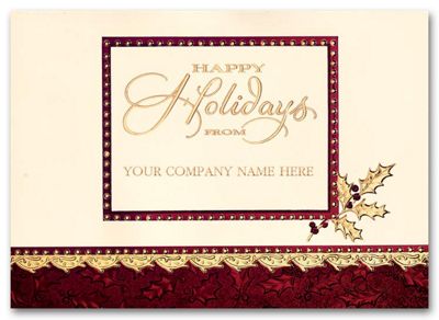 Business Holiday Cards - Shimmering Holly