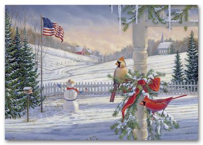 Countryside Cardinals Patriotic Holiday Cards