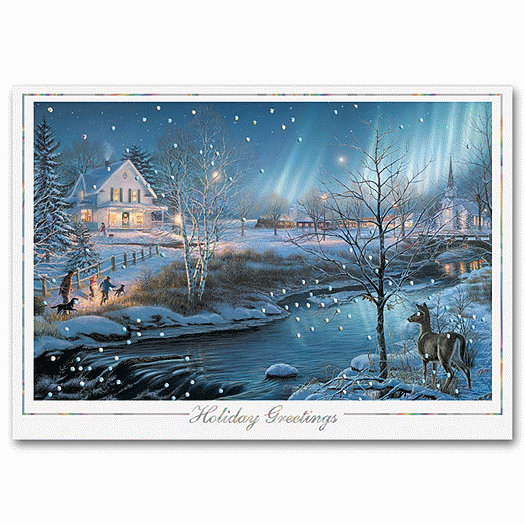 Captivating Northern Lights Holiday Card - Office and Business Supplies Online - Ipayo.com
