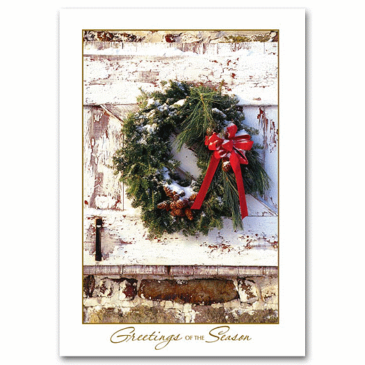 Rustic Wreath Holiday Card - Office and Business Supplies Online - Ipayo.com