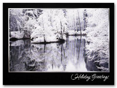 Lake Photo with Foil Holiday Card