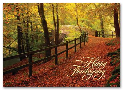 Leaf-Strewn Lane Holiday Card - Office and Business Supplies Online - Ipayo.com