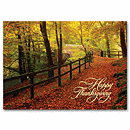 7 7/8 x 5 5/8 Leaf-Strewn Lane Thanksgiving Cards