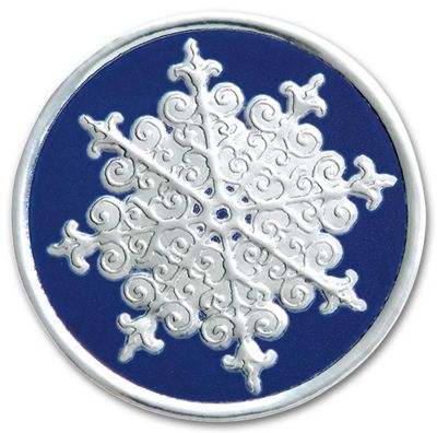 Round Silver Snowflake on Blue Christmas Envelope Seal