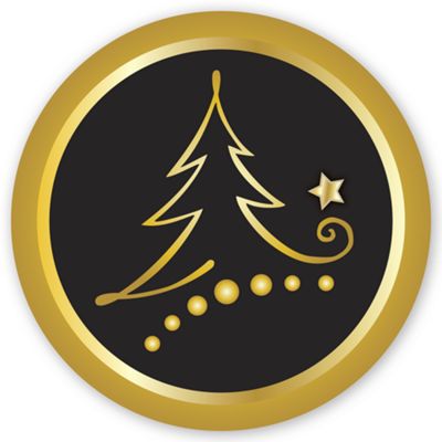 Round Black Tree Christmas Envelope Seal - Office and Business Supplies Online - Ipayo.com