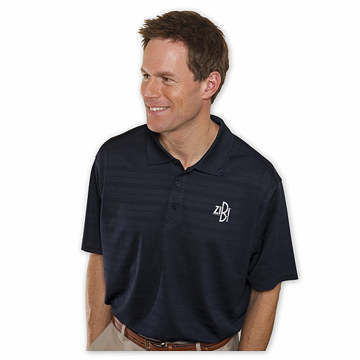 Men's Textured Stripe Poly Polo - Office and Business Supplies Online - Ipayo.com