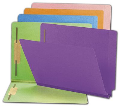 End Tab Folders, Colored, Full Cut,  20 pt, Two Fastener